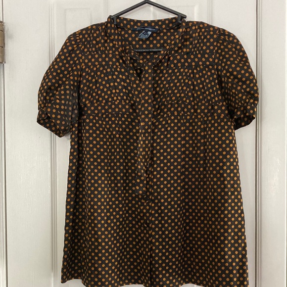 FRENCH CONNECTION POLKA DOT SILK/COTTON BLOUSE SIZE 4 - Picture 2 of 6